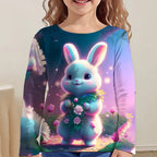 Children's Clothing Girl T-Shirts Top Long Sleeve Children T-Shirt Cute Cat Print Casual Kids Summer Autumn Clothes Girl Clothes