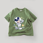 Disney Mickey Boys T Shirts Short Sleeved Tops Cartoon Cotton Kids Clothing Summer Casual Simple Children Tees Toddler Costume
