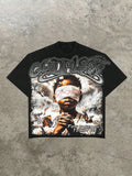 Men's retro 220g pure cotton T-shirt, printed style, streetwear, Christian clothing, Jesus T-shirt, Y2K pattern T-shirt