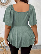 Plus Size Elegant Summer T Shirt for Women Casual Office Lady Solid Curve Clothing Loose V Neck Tops