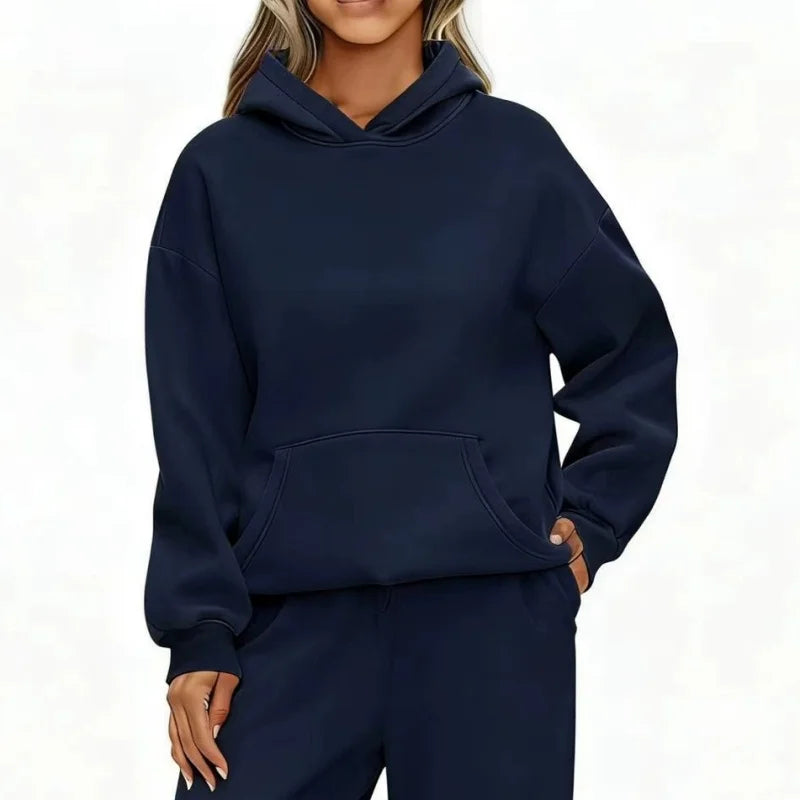 Autumn Winter Casual Sports hoodie Sweatshirt Solid-color long-sleeve Women's Fashion Loose hoodie Women's tops pullover