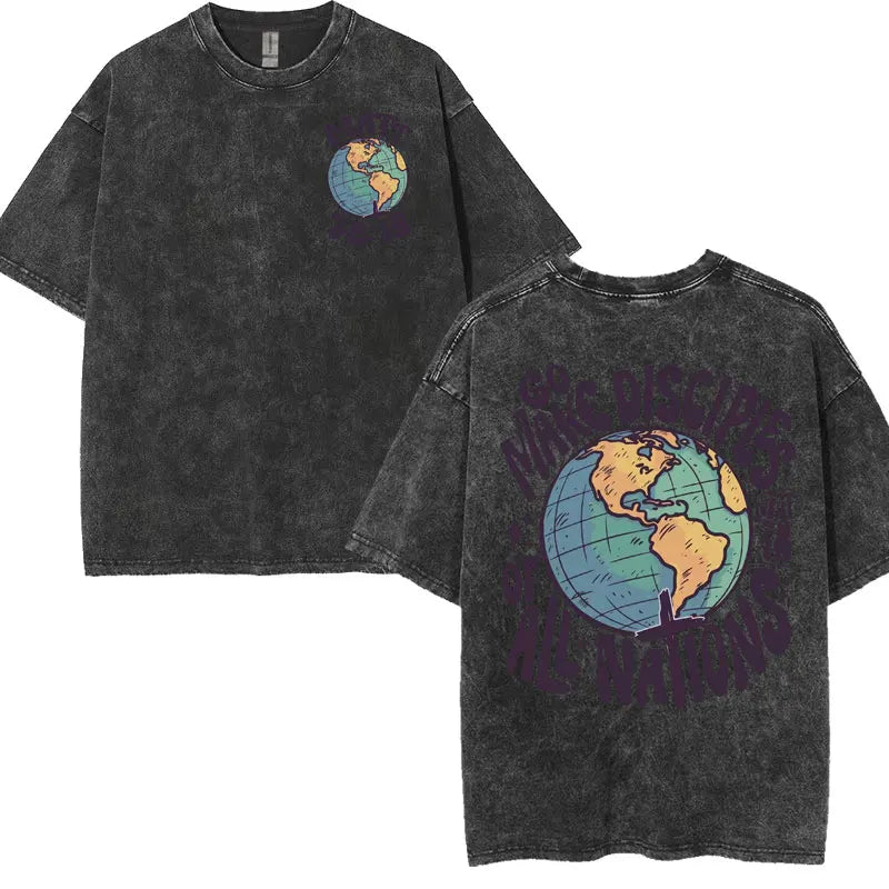 Vintage Washed Living Proof of A Loving God Print T Shirts Women Inspirational Christian Apparel T Shirt Men's Oversized T-shirt
