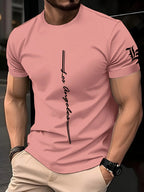 Men's quick drying breathable loose training round neck T-shirt with letter pattern printed on the fabric durable outdoor casual