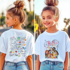 Spring Disney Princess Children's Aldult T-shirt Retro Princess Short Sleeve Double-sided Printed T-shirt Disneyland Trip Tshirt