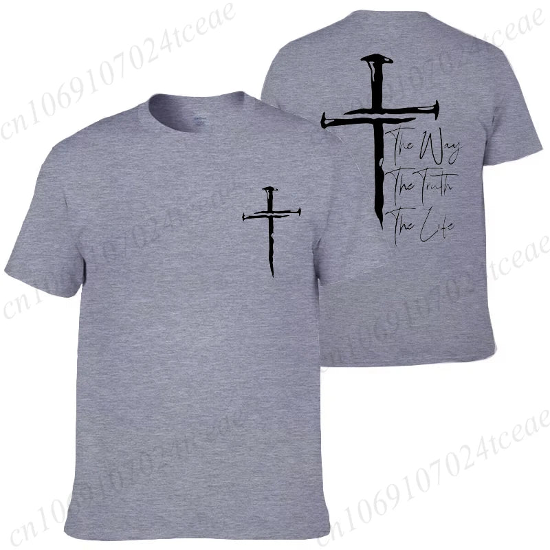 New Summer Men's T-Shirt Clothing Jesus Cross Vintage Printed Tees for Men Women Oversized Tops Christian Faith Shirt Clothing