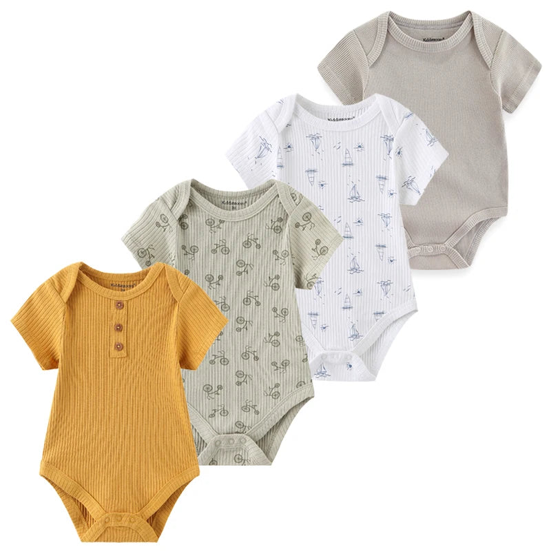4Pieces Cotton Newborn Bodysuit Print Baby Girl Clothes 0-12M Cartoon Baby Boy Clothes Summer Short Sleeve Romper Bebes