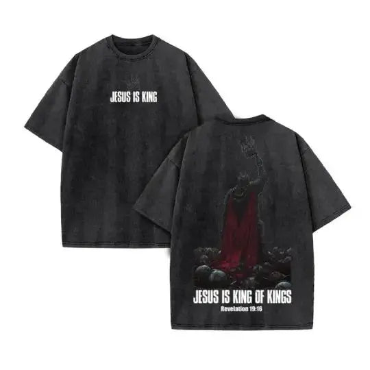 Summer top Men's T-shirt Christian Jesus design new wash short sleeve street print vintage T-shirt oversized for men and women