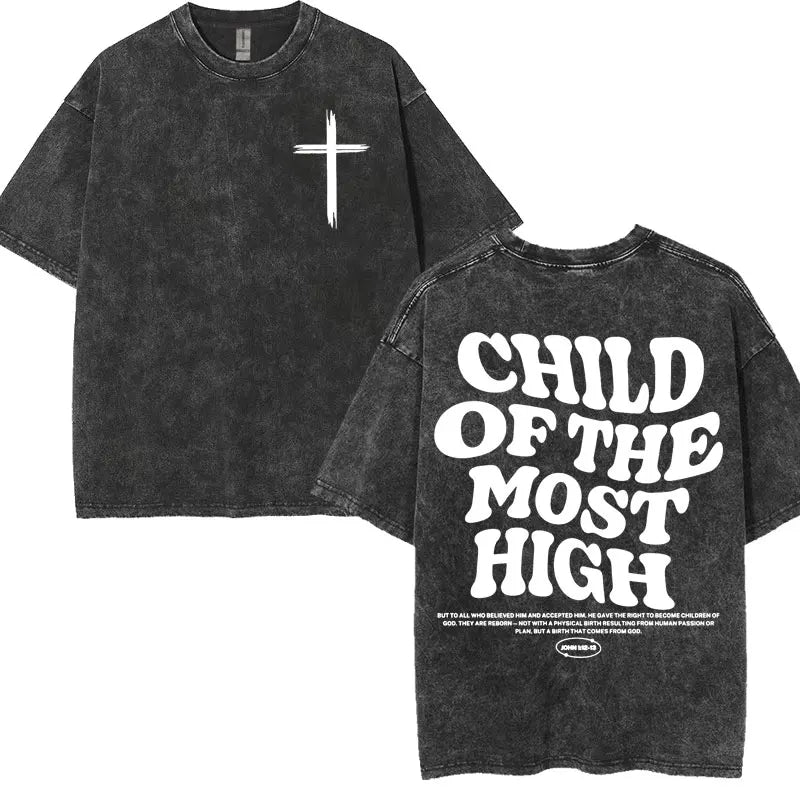 Vintage Washed Living Proof of A Loving God Print T Shirts Women Inspirational Christian Apparel T Shirt Men's Oversized T-shirt