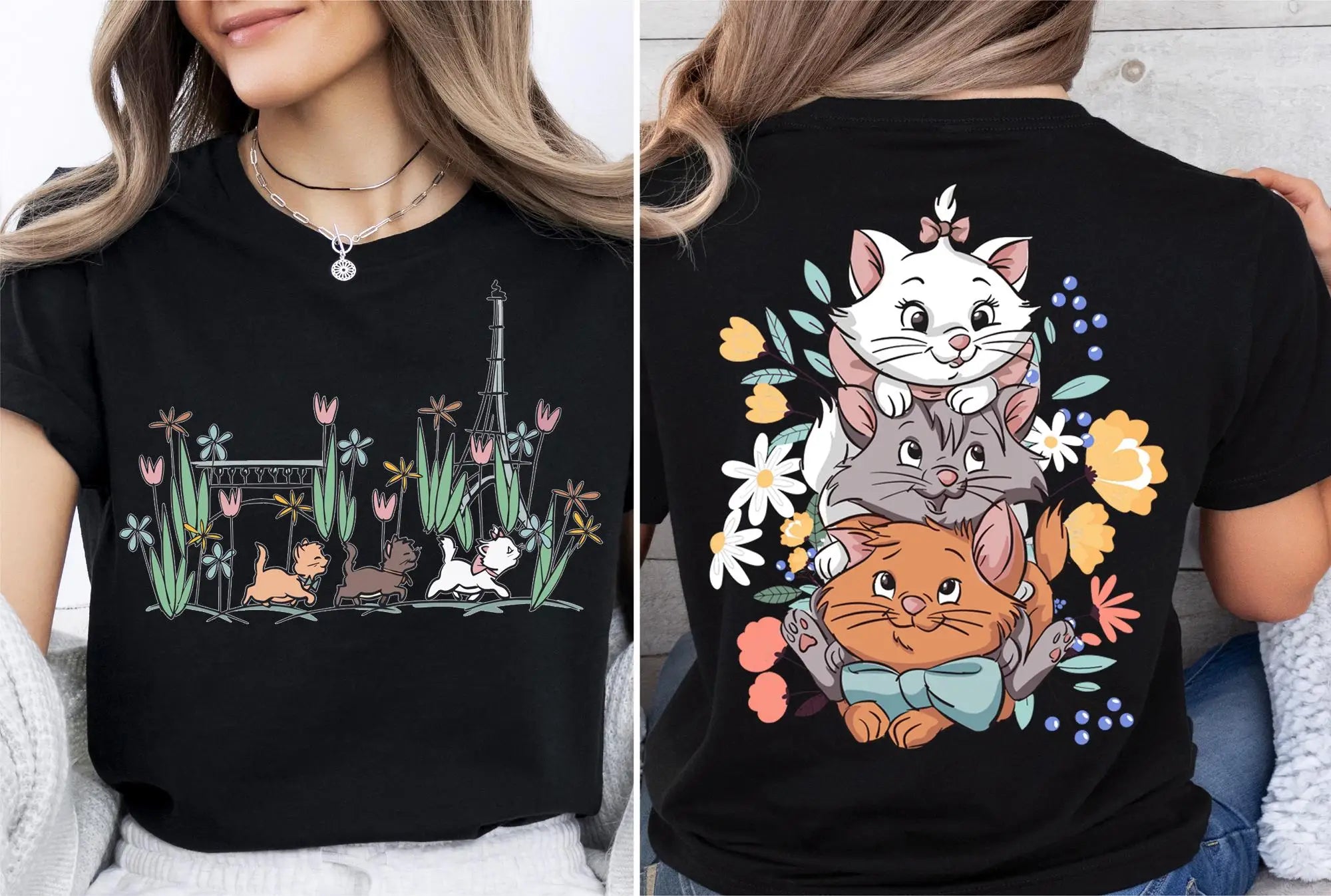 Y2K Street Fashion Casual Versatile Top Women Summer Cartoon New T-Shirt The Aristocats Shirt Marie Toulouse Berlioz Cats Tee