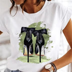 Sweet Wine Plus Size T-Shirt Women Clothing Print Girl 90s Cartoon Printing Clothes Graphic Top Lady Female Tee