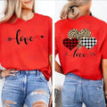 New Tshirts for Women Casual T Shirts Casual Tee Clothes Valentine Leopard Love Heart Printed T-Shirts Hip Hop Street Tops