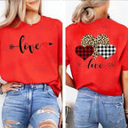 New Tshirts for Women Casual T Shirts Casual Tee Clothes Valentine Leopard Love Heart Printed T-Shirts Hip Hop Street Tops