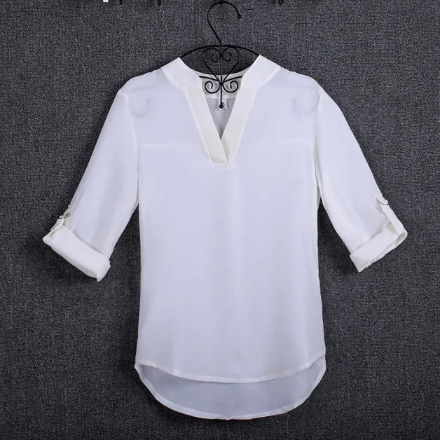Plus Size Blouse Clothing Women Long Sleeve Shirt Chiffon Blouse Ladies Top