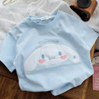 2026 New Cartoon Sanrio Kuromi My Melody Cinnamoroll Girls Short Sleeve T-Shirt Summer Kawaii Children'S Clothes Gifts 90-140cm