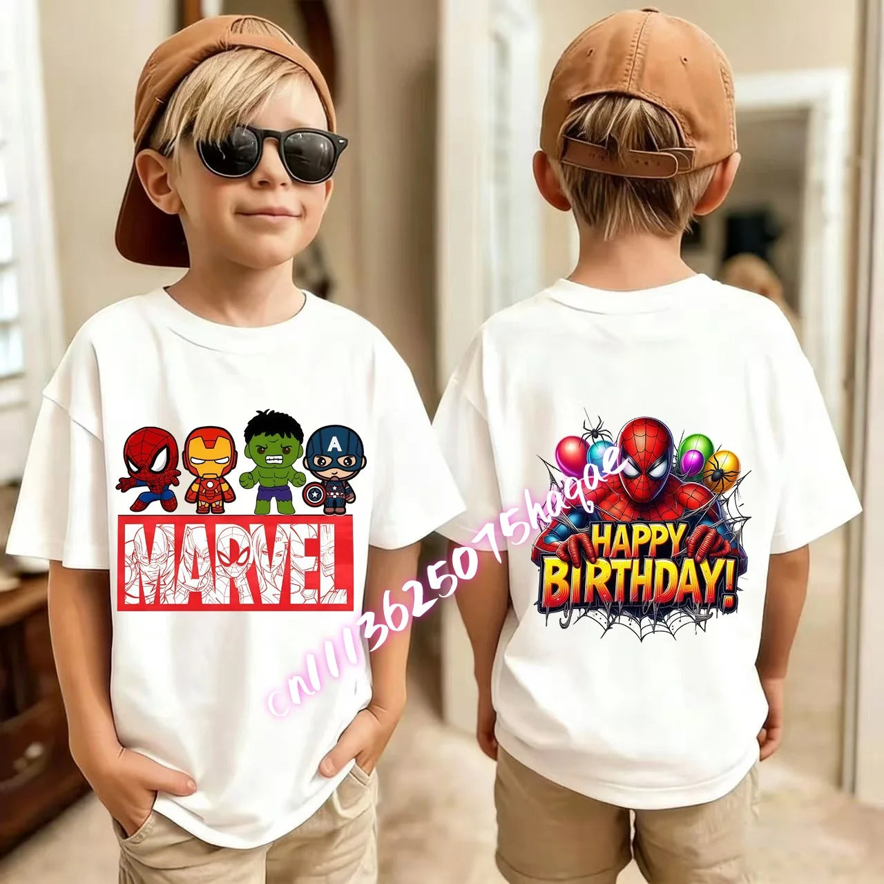 Kids Summer Cute Spider-Man Print Children's Short-Sleeved T-Shirt for Girls Boys 100% Cotton - Fashionable Short Sleeve