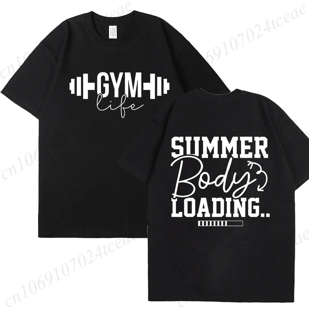 Funny Gym Life T-Shirts for Women Workout Summer Short Sleeve Tees Motivational Positive Tees Cute Exercise Fitness Tops