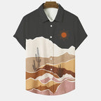 Desert Cactus Shirt for Men 3D Print Summer Hawaiian Harajuku Fashion Shirt Top Blouse Short Sleeves Street Vacation Beachwear