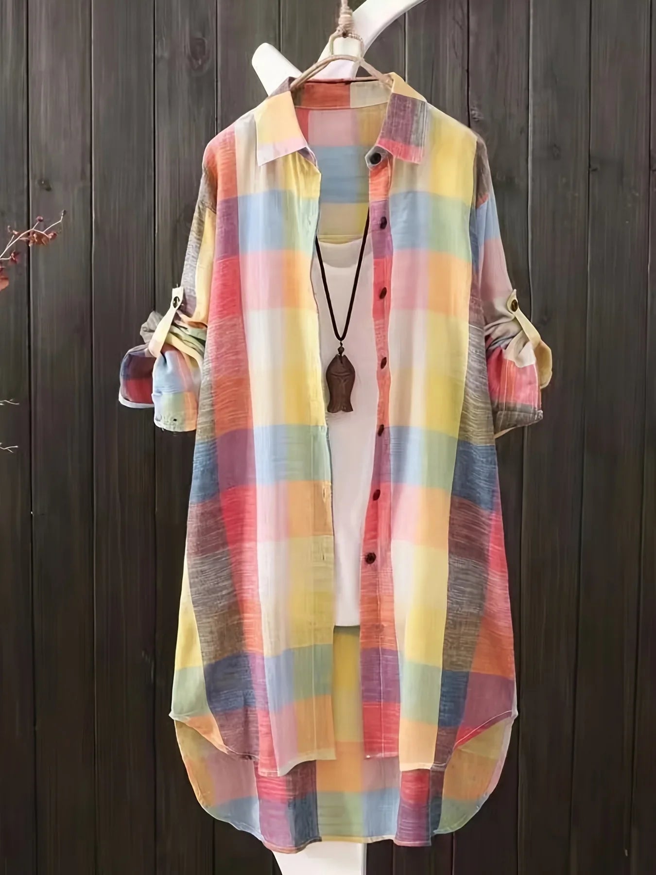 Plus Size Women's Blouses 2025 New Loose Vintage Stripe Plaid Shirt Lightweight Long Sleeve Travel Wear Elegant Top Korean Style