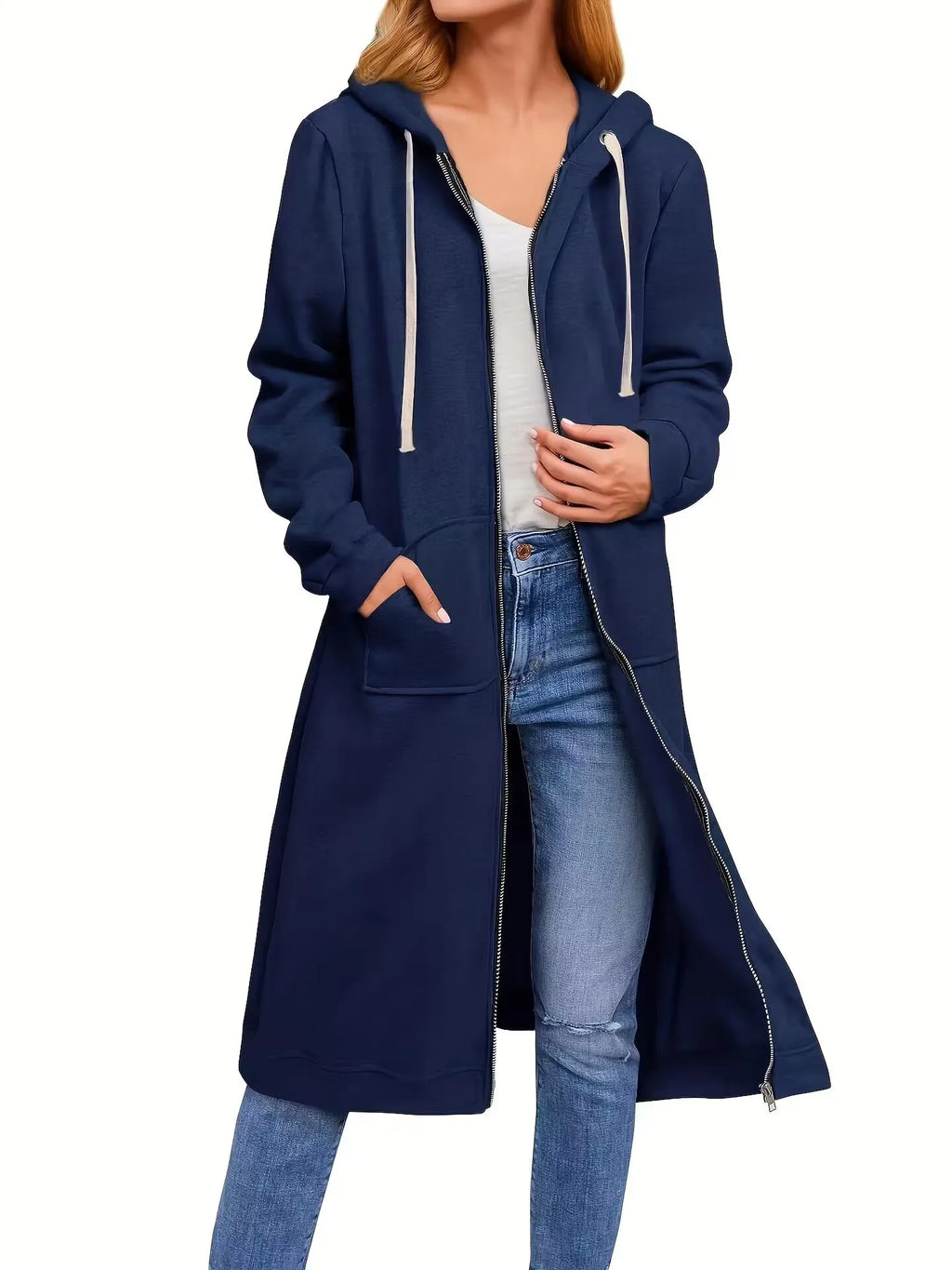 Plus Size Hoodies for Women Casual Full Zip Hoodies Comfortable Women's Long Hoodies Fashionable Sweatshirts With Pockets