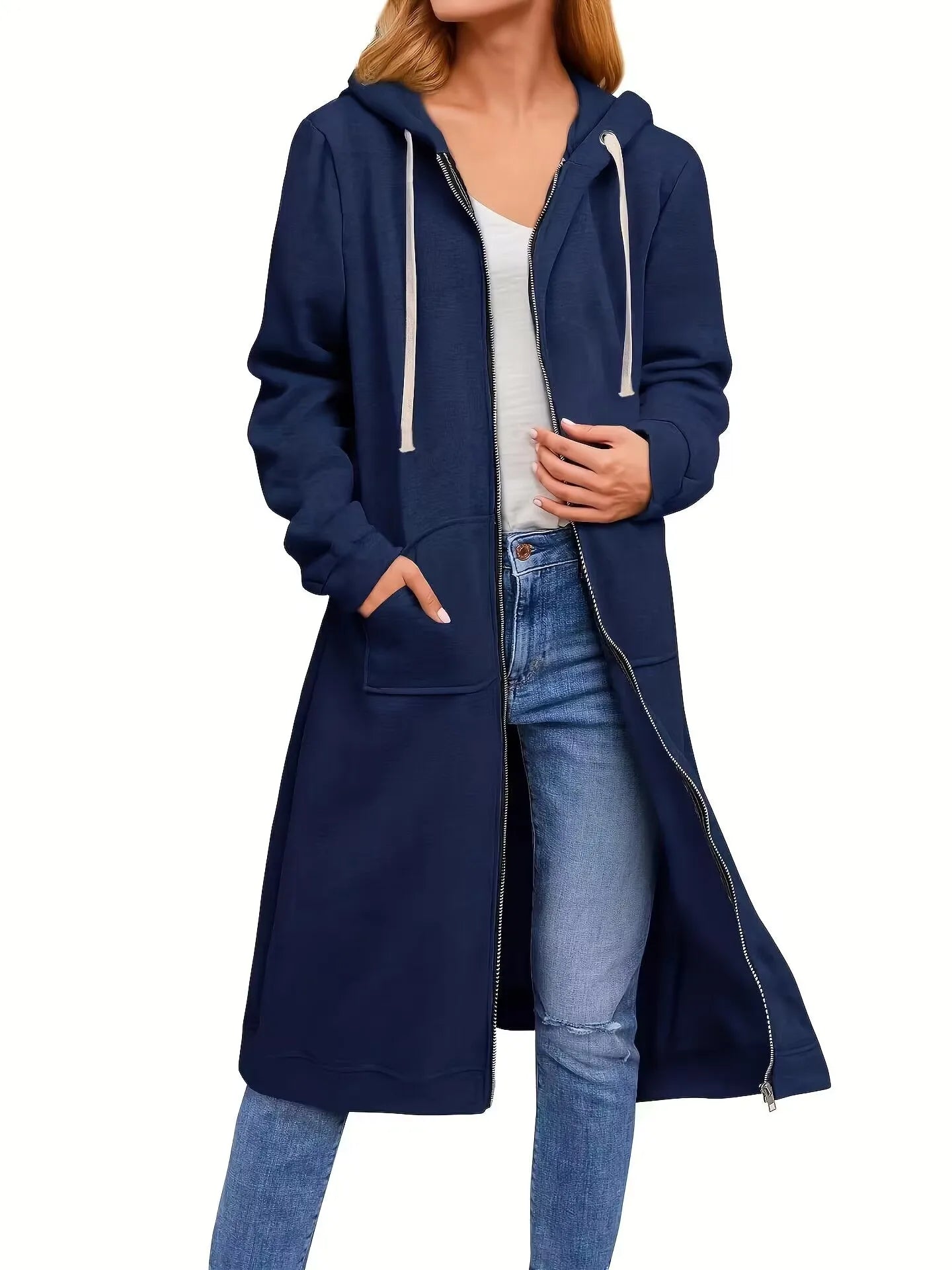 Plus Size Hoodies for Women Casual Full Zip Hoodies Comfortable Women's Long Hoodies Fashionable Sweatshirts With Pockets