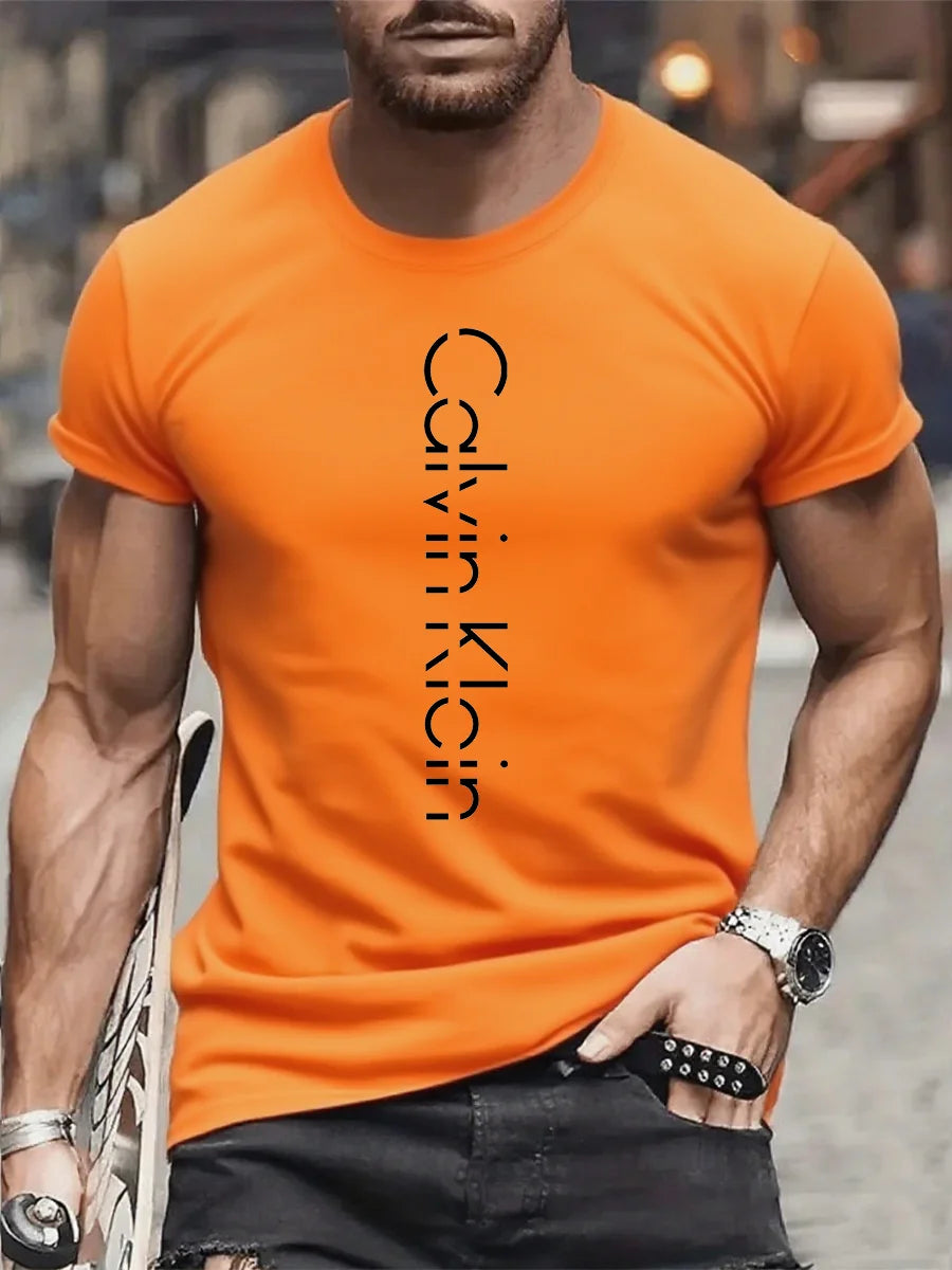 Luxurious brand fashionable cartoon letter print round-neck street-style short-sleeved T-shirt, trendy men's summer Y2K top