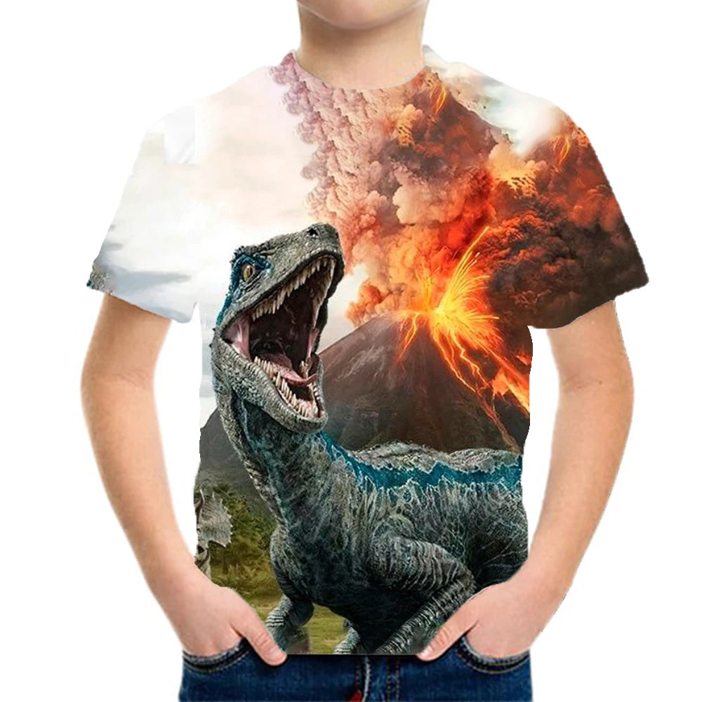 Children's Clothing Boys Tshirt Children's T-Shirts 3D Dinosaur Graphic Print Kids Summer Clothes Fashion Casual Tees Girl Tops