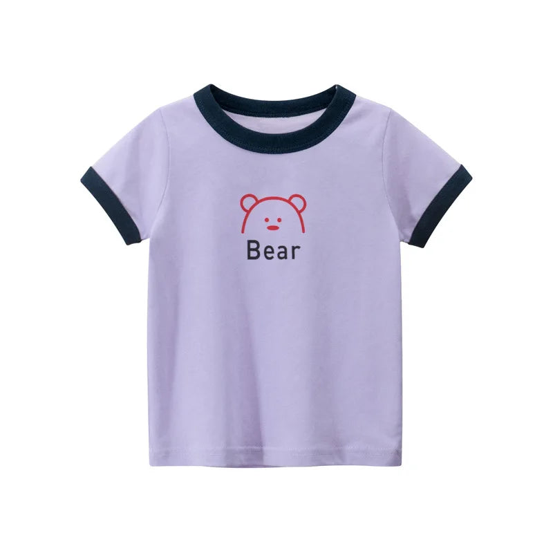 2025 Summer 2-8 Years Kids Girl Shorts Sleeve T-shirts Printed Little Girl Top Baby Girl T Shirts Children Toddler Girl Clothes