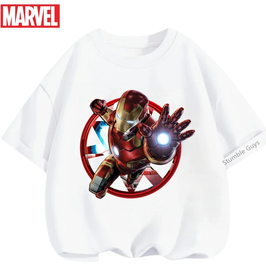 Kids Marvel Iron Man Avengers T-Shirt Boys Girls Summer Casual Tees 2026 New Anime Clothes