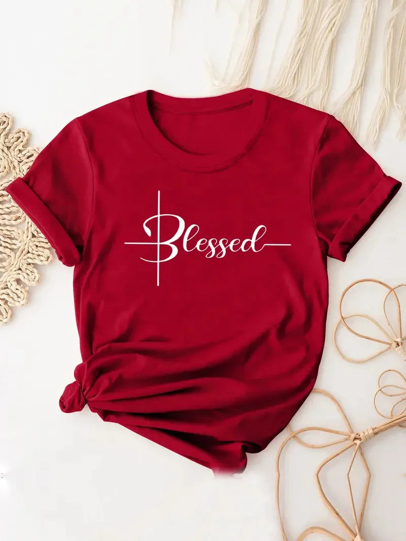 Cute Graphic  Letter Print T-Shirt, Casual Loose Short Sleeve Fashion Summer T-Shirts Tops Women's Clothing