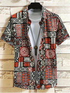 Hawaii Shirts for Men 3D Paisley Graphic Short-sleeved T-shirt Casual Lapel Buttons Male Tops Summer Oversized Bohemian Man Tees