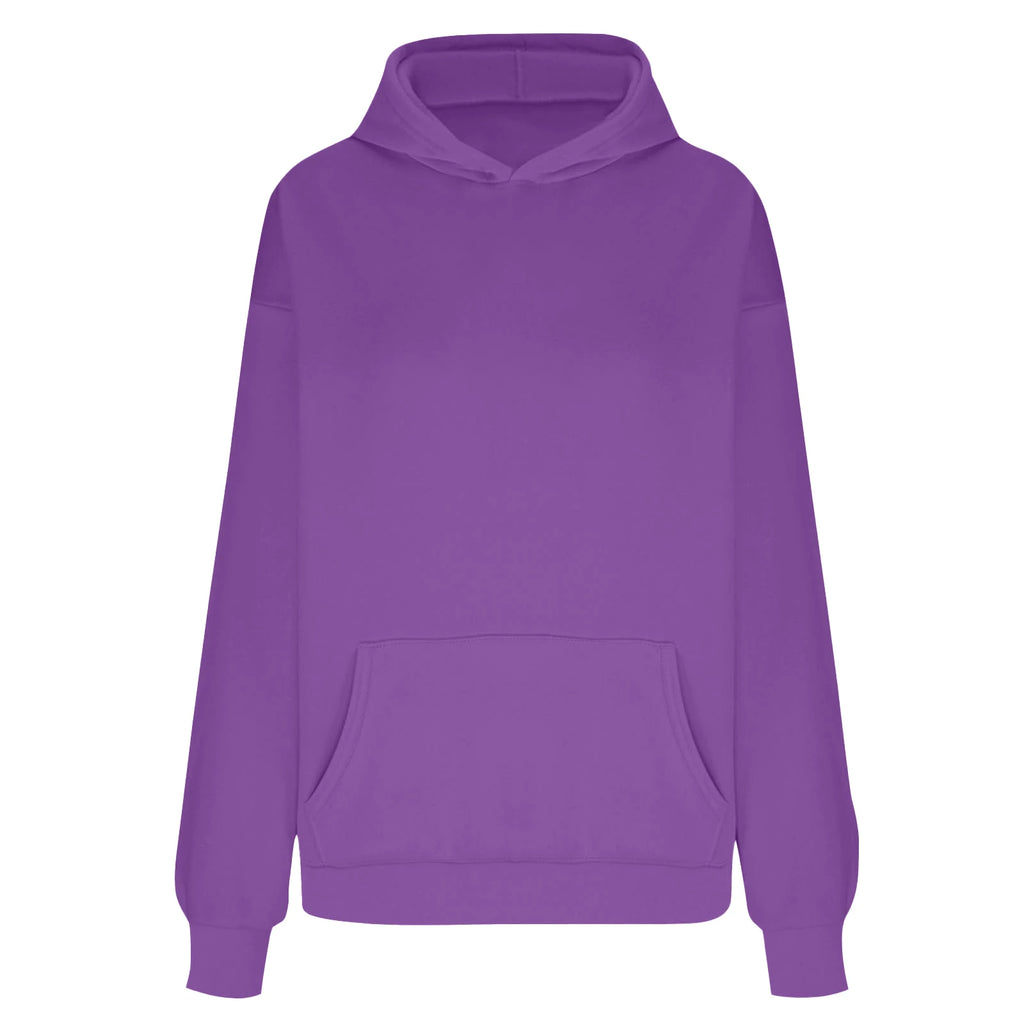 Plus Size Hooded Sweatshirt for Women Fall Fashion Casual Solid Color Pocket Hoodies Women's Clothing Street Hip Hop Hoody