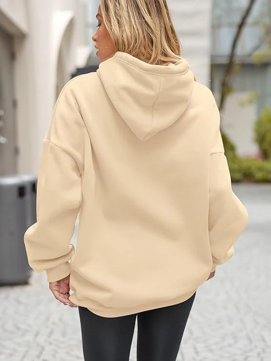 Plus Size Basic Solid Color Hoodie, Casual Simple Long Sleeve Hooded Sweatshirt, Women's Plus Size Clothing