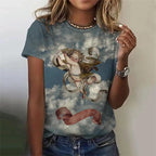 Fashion Women's T-shirt With Cute Peacock Graphic 3D Printed Short Sleeve Summer T-shirts Oversized Loose Women's Clothing