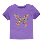 Girls Clothes 2 to 3 4 5 6 7 8 9 10 11 12 13 14 Years 100% Cotton 2024 Summer T Shirts Yellow Butterfly Floral Tee Shirt Tops