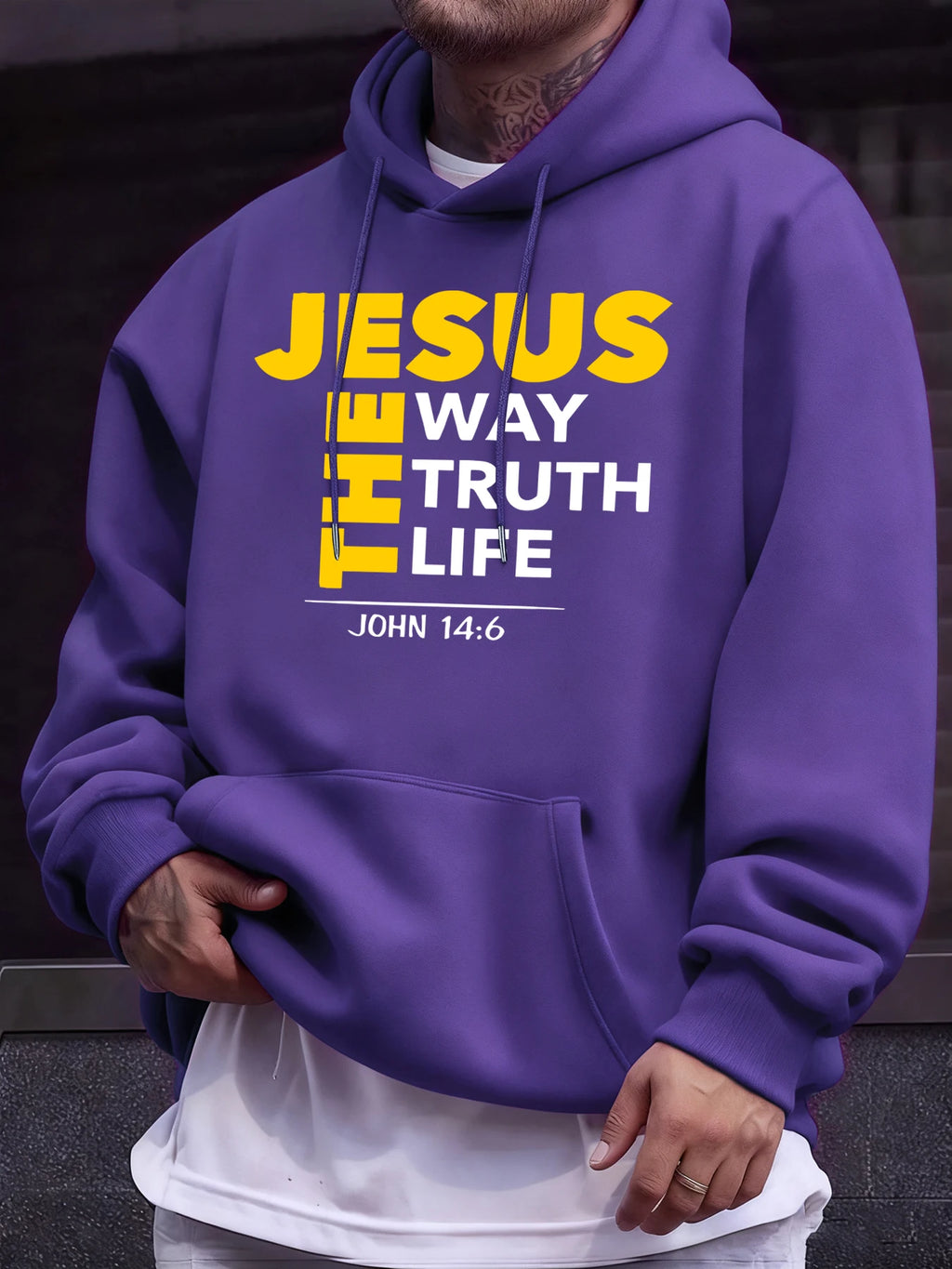 Jesus The Way Truth Life Prints Men On Clearance Sale Spring Hoodies Pocket Fleece Soft Clothes All-Match Casual Long Sleeve