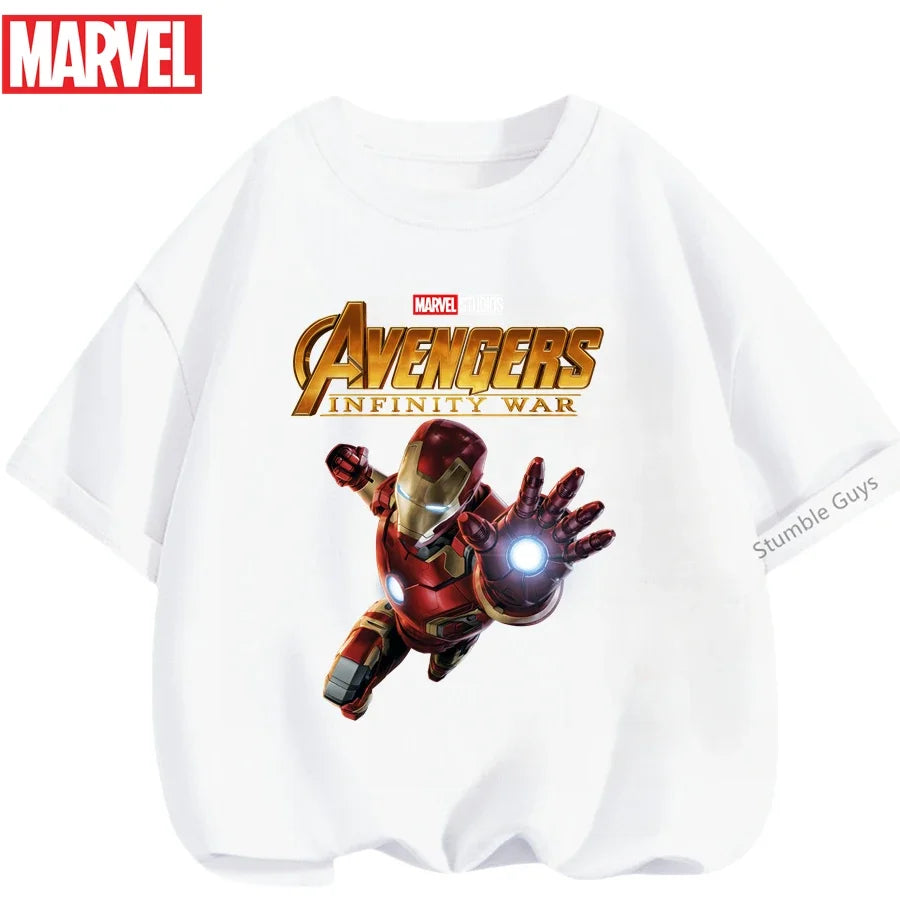Kids Marvel Iron Man Avengers T-Shirt Boys Girls Summer Casual Tees 2026 New Anime Clothes