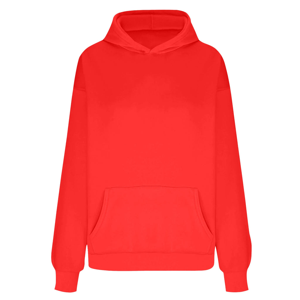 Plus Size Hooded Sweatshirt for Women Fall Fashion Casual Solid Color Pocket Hoodies Women's Clothing Street Hip Hop Hoody