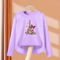 Girls New Autumn Clothes Paris Eiffel Tower T-shirt Long sleeved Cotton Tops Little Girl Butterfly Party Tees