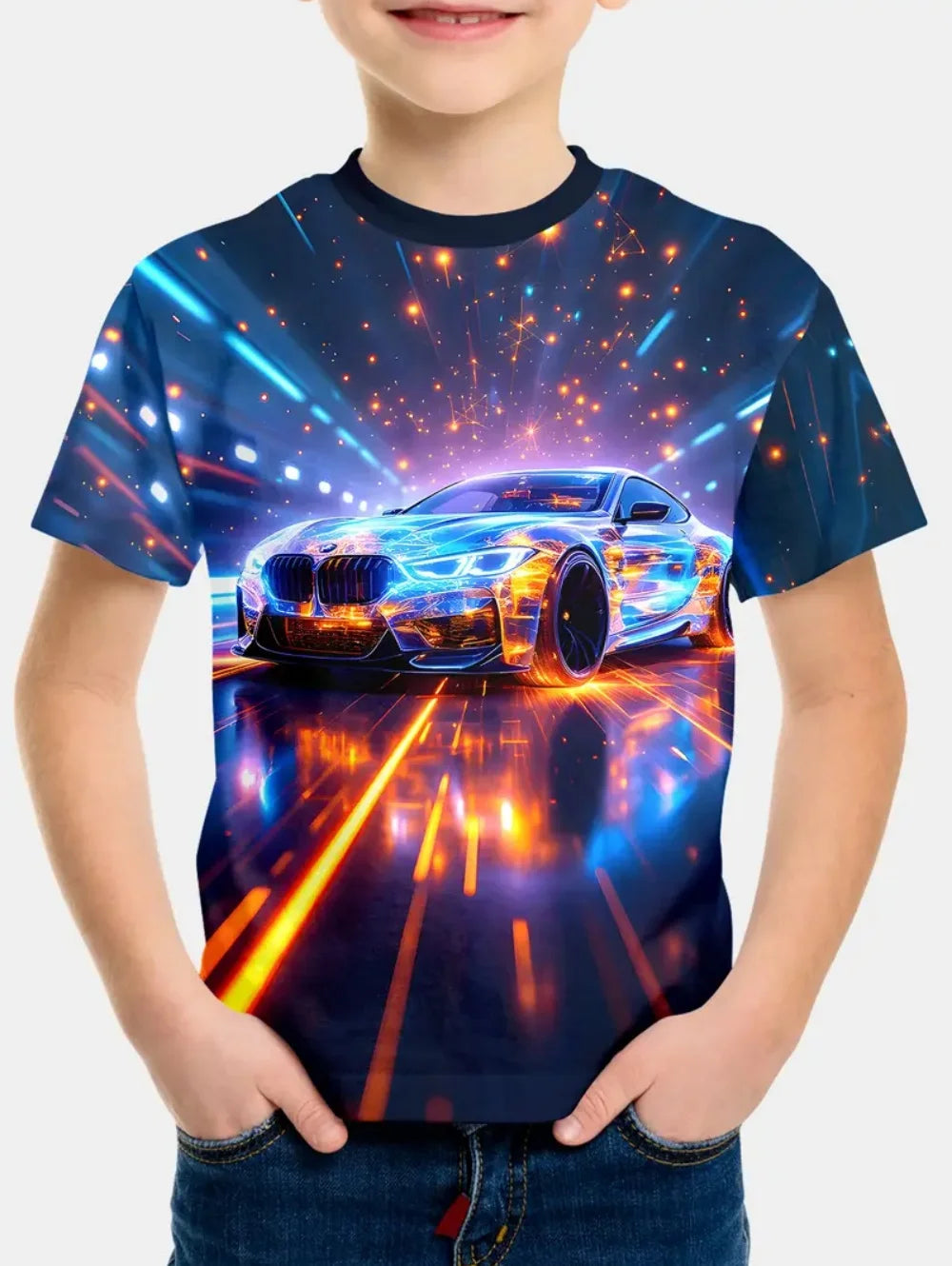 Racing Cars Graphic Printe T Shirts Boys Girls Gift Kids Short Sleeve Tops for Children Clothes from 2 to 8 Years Boys T-Shirts