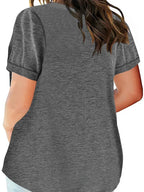 Plus Size 1XL-8XL Women's Loose Tops Ladies Casual V-neck Short Sleeve Pocket T-shirt Spring and Summer New Style