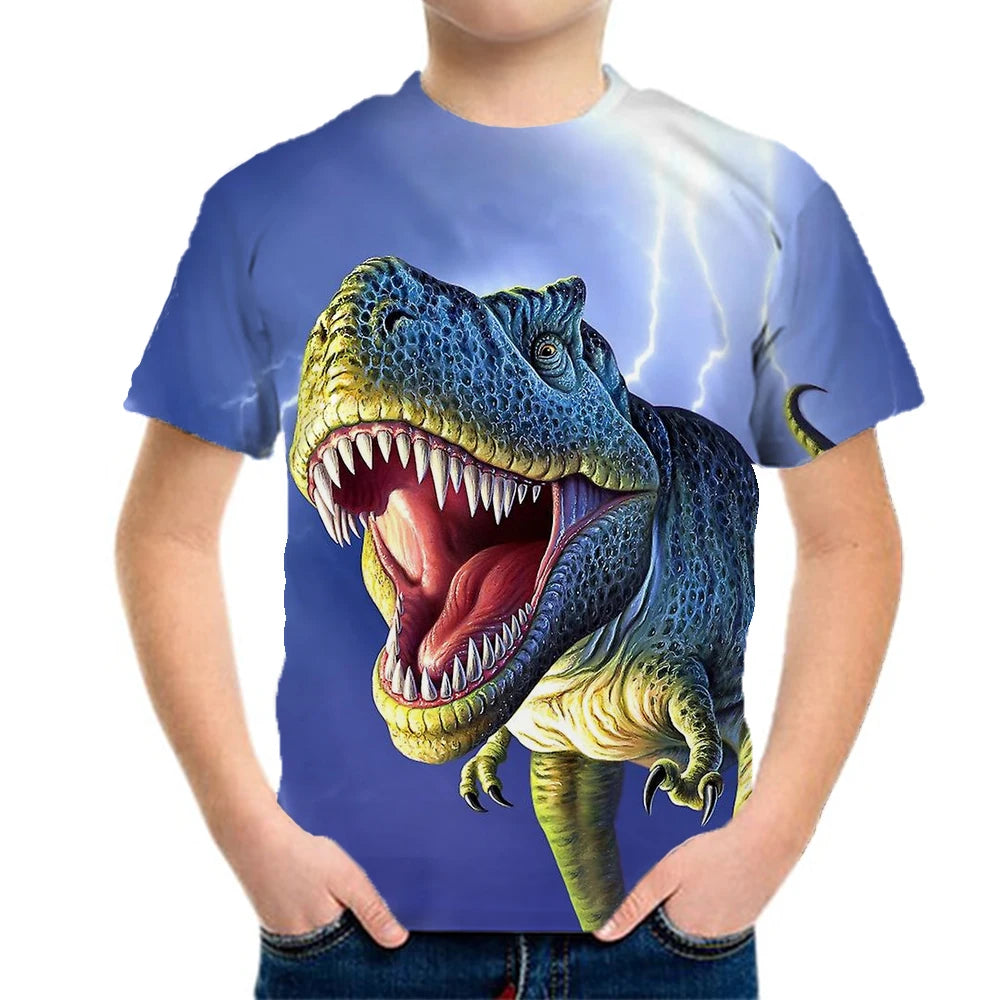 Children's Clothing Boys Tshirt Children's T-Shirts 3D Dinosaur Graphic Print Kids Summer Clothes Fashion Casual Tees Girl Tops