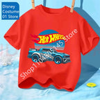 Summer Kids T Shirt Hot Wheels T-shirt Boys Girls Short Sleeve Tops Cartoon Cars Graphic Trucks Print T-shirt Children Clothing