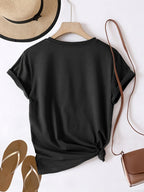 Women'S Floral Graphic Print T-Shirt Casual Crew Neck Short Sleeve Top Knit Fabric Regular Length All-Season Fashion Clothing