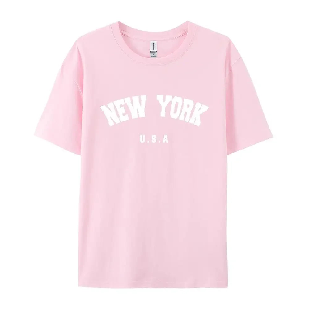 U.S.A New York USA City Street Printed Women T Shirts Breathable Summer T-Shirt Fashion Plus Size Clothing O-Neck Short Sleeve