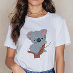 Women Cartoon Kawaii Animal Koala Print Woman Tshirt Harajuku Ropa Mujer Graphic Plus Size T-Shirt Casual Streetwear  Tees