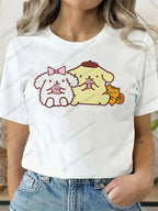 Women T Shirt Funny Pom Pom Purin Printed Tops Tee Female Short Sleeve Tshirt Harajuku Tee Shirts 90s Girls T-shirts