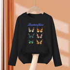 Girls New Autumn Clothes Paris Eiffel Tower T-shirt Long sleeved Cotton Tops Little Girl Butterfly Party Tees