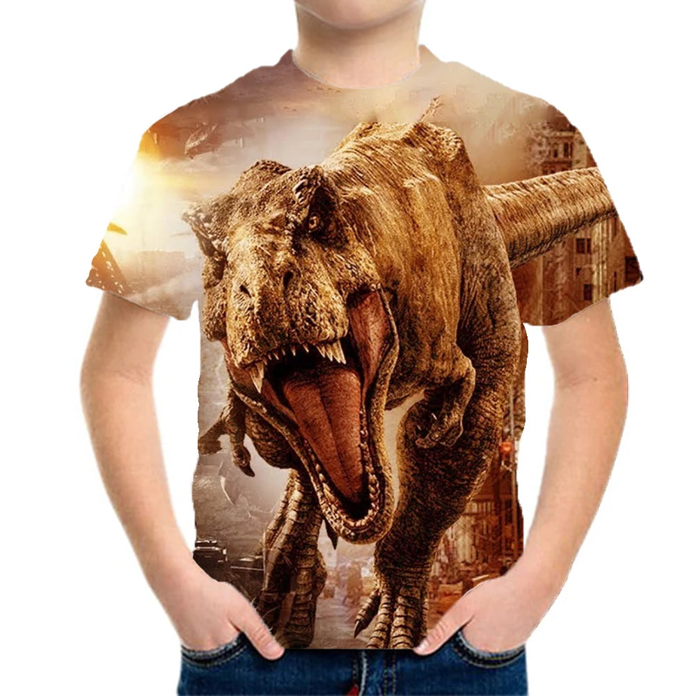 Children's Clothing Boys Tshirt Children's T-Shirts 3D Dinosaur Graphic Print Kids Summer Clothes Fashion Casual Tees Girl Tops