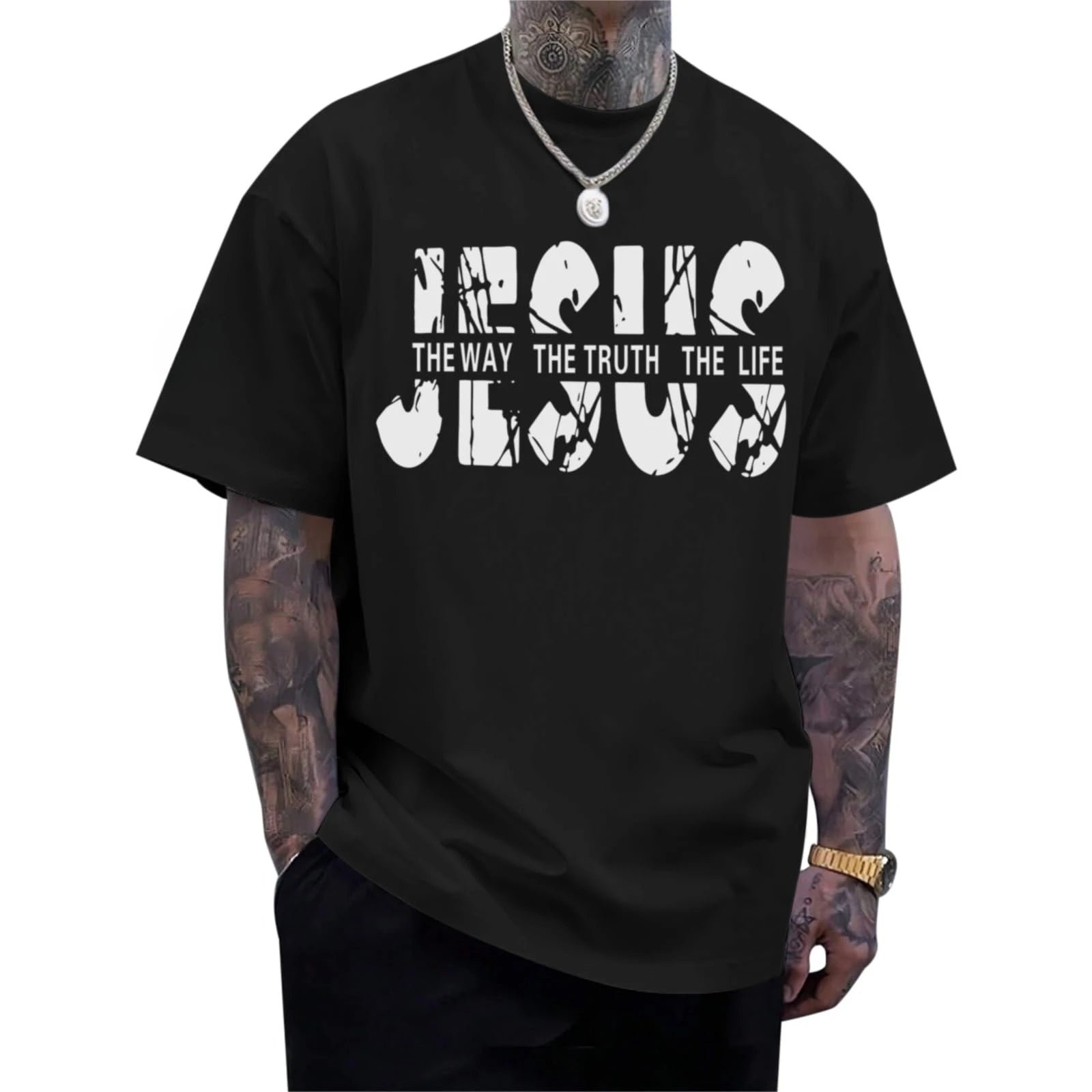 Christian Jesus Faith Shirts for Men God Religious Cross Bible Verse Inspirational Oversized Graphic Tees Tops Graphic T-Shirts