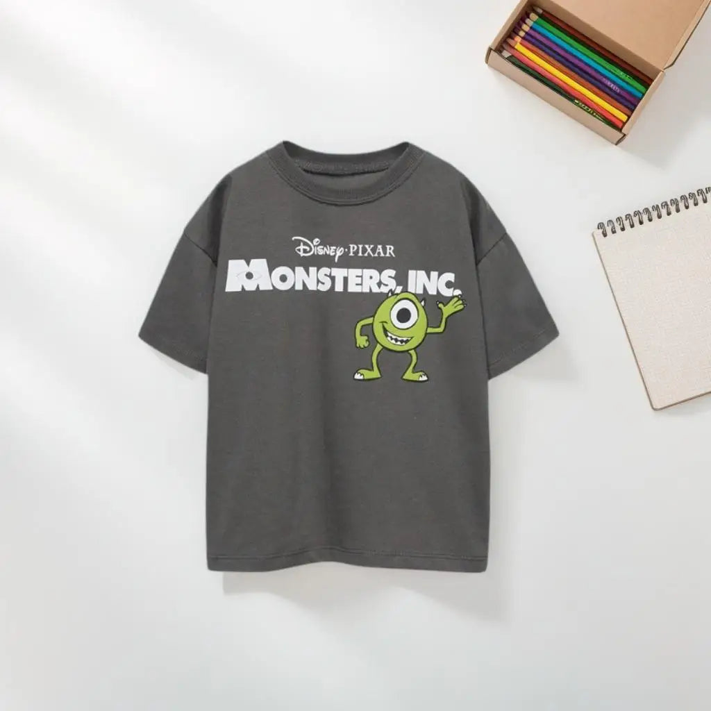 Fashion Simple Kids Clothes T-shirt Summer Children's Wear Tops Short Sleeve Tees Printed Cartoon Cotton Casual Tshirts 9m-7y